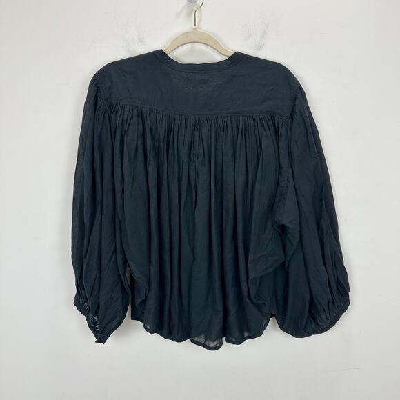 Madewell Balloon Sleeve Top Blouse Black Lightweight Cotton Blend Boho XXL NWT - Picture 12 of 13